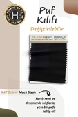 Yıkanabilir Puf Tabure Kılıfı Tak-Çıkar-Değiştir-Yenile Orta Sehpa Kılıfı Kc Meek Siyah - 3