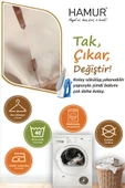 Yıkanabilir Puf Tabure Kılıfı Tak-Çıkar-Değiştir-Yenile Orta Sehpa Kılıfı Kc Meek Bej - 4