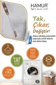 Yıkanabilir Puf Tabure Kılıfı Tak-Çıkar-Değiştir-Yenile Orta Sehpa Kılıfı Kc Meek Gri - 4