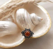 Yüzük Doğal Akik Taşı Ayarlanabilir Kadın Takı Çiçek Tasarım thumbnail 2