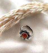 Yüzük Doğal Akik Taşı Ayarlanabilir Kadın Takı Çiçek Tasarım thumbnail 6