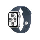 Apple Watch SE GPS 40mm Gümüş Alüminyum Kasa ve Fırtına Mavisi Spor Kordon - M/L - 1