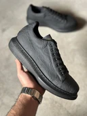 Yüksek Taban Günlük Ayakkabı 044 Siyah Siyah Taban (Desenli) - 4