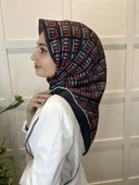 Quare Kristal Eşarp, Çizgi Desenli 01067  SİYAH KIRMIZI thumbnail 3