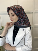 Quare Kristal Eşarp, Çizgi Desenli 01067  SİYAH KIRMIZI thumbnail 2