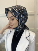 Quare Kristal Eşarp, Çizgi Desenli 01067  KOYU İNDİGO - 2
