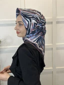Quare Rayon Tivil Eşarp Desenli Rayon Eşarp 1070  KOYU PUDRA - 2