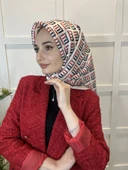 Quare Kristal Eşarp, Çizgi Desenli 01067  KREM thumbnail 2