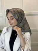 Quare Kristal Eşarp, Çizgi Desenli 01067  KOYU GRİ - 2