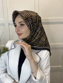 Quare Kristal Eşarp, Çizgi Desenli 01067  SİYAH SARI - 2