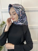 Quare Rayon Tivil Eşarp Desenli Rayon Eşarp 1070  KOYU PUDRA - 3