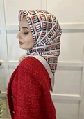 Quare Kristal Eşarp, Çizgi Desenli 01067  KREM thumbnail 3