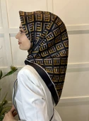 Quare Kristal Eşarp, Çizgi Desenli 01067  SİYAH SARI - 3