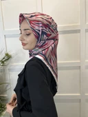 Quare Rayon Tivil Eşarp Desenli Rayon Eşarp 1070  PUDRA thumbnail 2