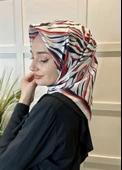 Quare Rayon Tivil Eşarp Desenli Rayon Eşarp 1070  SİYAH BEYAZ thumbnail 3