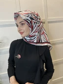 Quare Rayon Tivil Eşarp Desenli Rayon Eşarp 1070  SİYAH BEYAZ thumbnail 2