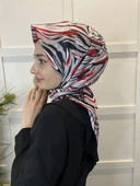 Quare Rayon Tivil Eşarp Desenli Rayon Eşarp 1070  GRİ - 3