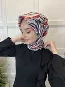 Quare Rayon Tivil Eşarp Desenli Rayon Eşarp 1070  GRİ - 2