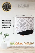 Yıkanabilir Puf Tabure Kılıfı Tak-Çıkar-Değiştir-Yenile Orta Sehpa Kılıfı By Mila Gri thumbnail 5