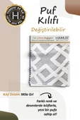 Yıkanabilir Puf Tabure Kılıfı Tak-Çıkar-Değiştir-Yenile Orta Sehpa Kılıfı By Mila Gri thumbnail 3