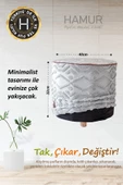 Yıkanabilir Puf Tabure Kılıfı Tak-Çıkar-Değiştir-Yenile Orta Sehpa Kılıfı By Letta Gri - 5