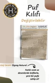 Yıkanabilir Puf Tabure Kılıfı Tak-Çıkar-Değiştir-Yenile Orta Sehpa Kılıfı By Zigzag Natural - 3
