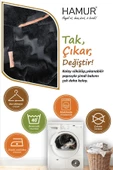 Yıkanabilir Puf Tabure Kılıfı Tak-Çıkar-Değiştir-Yenile Orta Sehpa Kılıfı By Zigzag Siyah - 4