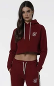 SikSilk Crop Bordo Kapşonlu Bayan Sweatshirt - 2