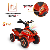 UJ Toys Uzaktan Kumandalı Akülü Atv 6v Safari 2-4 Yaş Kırmızı - 2