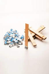 Ahşap Mum Fitili + Yapışkanlı Sehpa - 75 Adet ( 20mm x 150mm x 0,5mm ) thumbnail 1