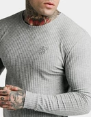 SikSilk Fırçalı Örgü Erkek Jumper Gri - 2