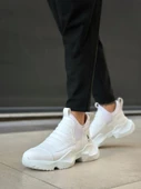BA0401 Bağcıksız Rahat Kalın Taban Beyaz Erkek Spor Yarım Bilek Bot thumbnail 1