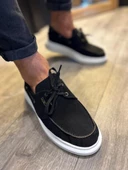 Yüksek Taban Mevsimlik Süet Ayakkabı 009 Siyah (Beyaz Taban) thumbnail 3