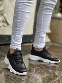 KB-707 Siyah Cilt Yüksek Taban Bağcıklı Günlük Erkek Ayakkabı thumbnail 1