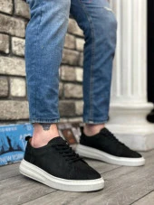 BA0336 İçi Dışı Hakiki Nubuk Deri Siyah Bağcıklı Casual Erkek Ayakkabı thumbnail 1