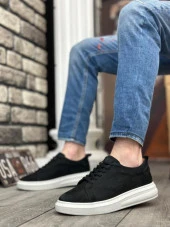 BA0336 İçi Dışı Hakiki Nubuk Deri Siyah Bağcıklı Casual Erkek Ayakkabı thumbnail 2