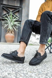 Mevsimlik Keten Ayakkabı 008 Siyah (Siyah Taban) thumbnail 3