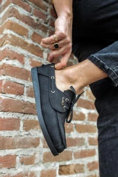 Mevsimlik Keten Ayakkabı 008 Siyah (Siyah Taban) thumbnail 8