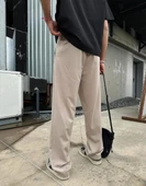 Baggy Fit Erkek Kumaş Pantolon Krem - 3