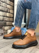 BA0327  Taba Siyah Kalın Yüksek Taban Bağcıklı Spor Erkek Ayakkabı - 2
