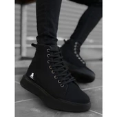 BA0155 Bağcıklı Erkek Yüksek Taban Siyah Spor Bot thumbnail 2