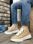 BA0142 Bantlı Erkek Yüksek Taban Krem Beyaz Spor Bot thumbnail 2