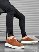 BA0003 Bağcıklı Süet Klasik Taba Beyaz Yüksek Taban Casual Erkek Ayakkabı - 1