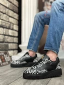 BA0802  Gotik Desenli Siyah Yüksek Taban Erkek Günlük Ayakkabı - 3
