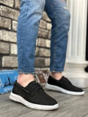 BA0337 İçi Dışı Hakiki Nubuk Deri Classic Siyah Günlük Erkek Ayakkabı - 1