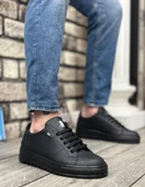 BA0323  Kalın Tırtık Yüksek Siyah Taban Siyah Bağcıklı Spor Erkek Ayakkabı thumbnail 1