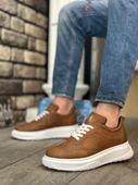 BA0327  Taba Beyaz Kalın Yüksek Taban Bağcıklı Spor Erkek Ayakkabı - 2