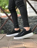 BA0310 BOA Kalın Yüksek Taban Fermuarlı Siyah Beyaz Erkek Ayakkabı thumbnail 2