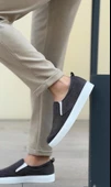 BA0339 Bağcıksız Kadife Gri Beyaz Taban Günlük Erkek Ayakkabı thumbnail 4
