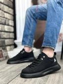 BA0331 Bağcıklı Erkek Yüksek Taban Siyah Cilt  Spor Ayakkabı thumbnail 2